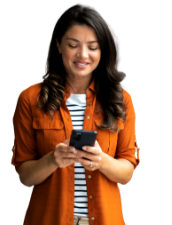 Women with phone looking up an address