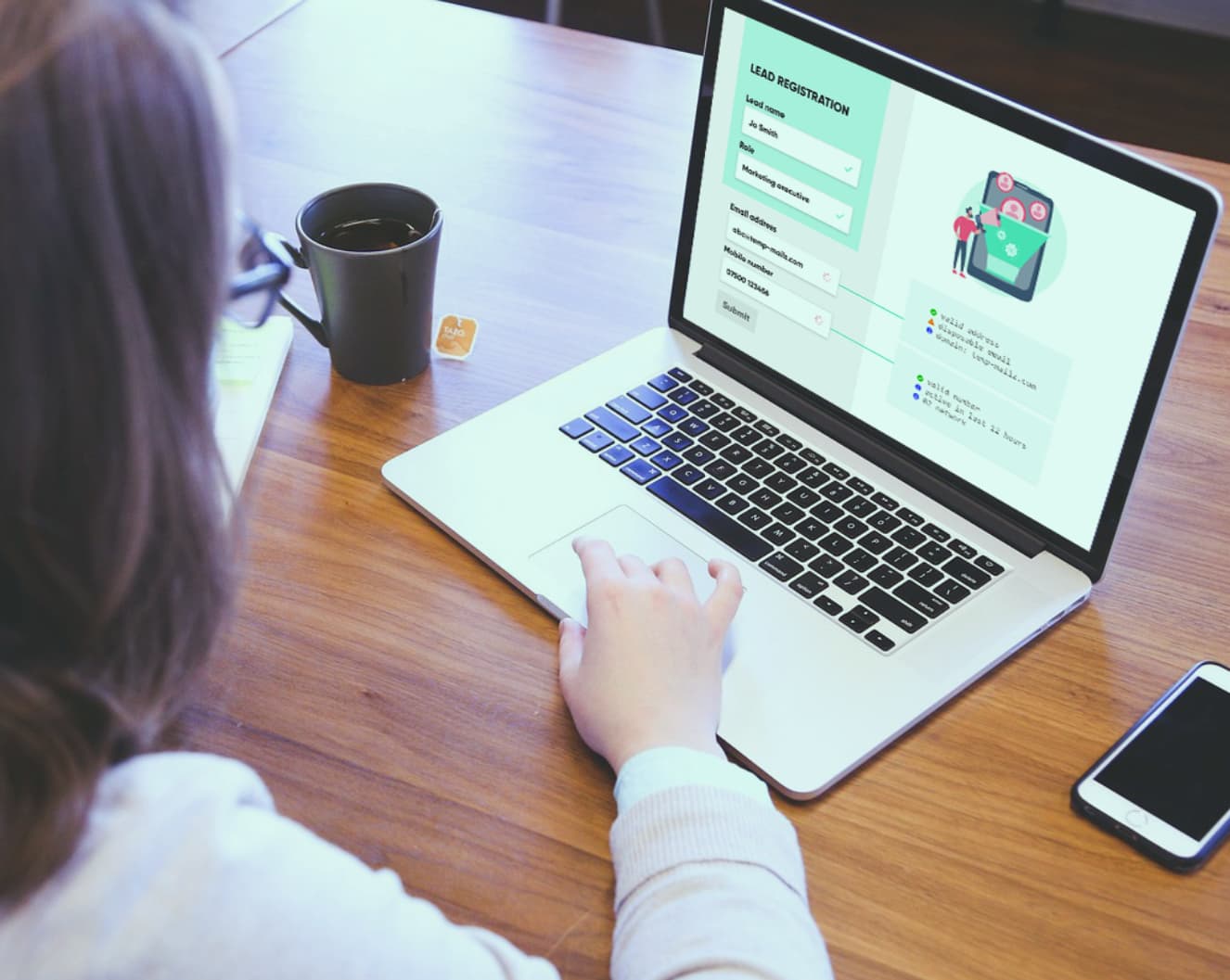 A lead generation form displayed on a laptop